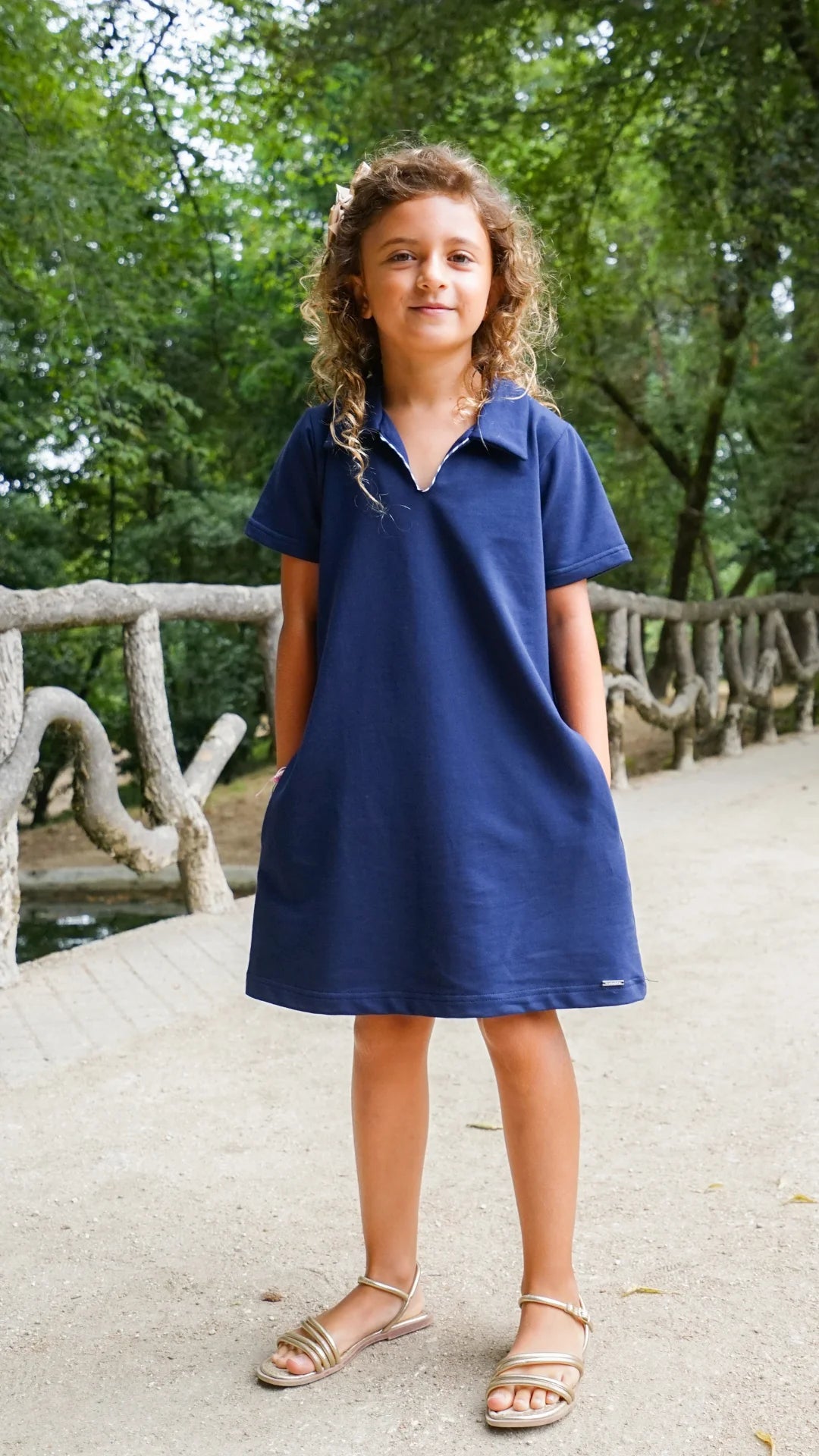 Vestido Siena Menina azul marinho