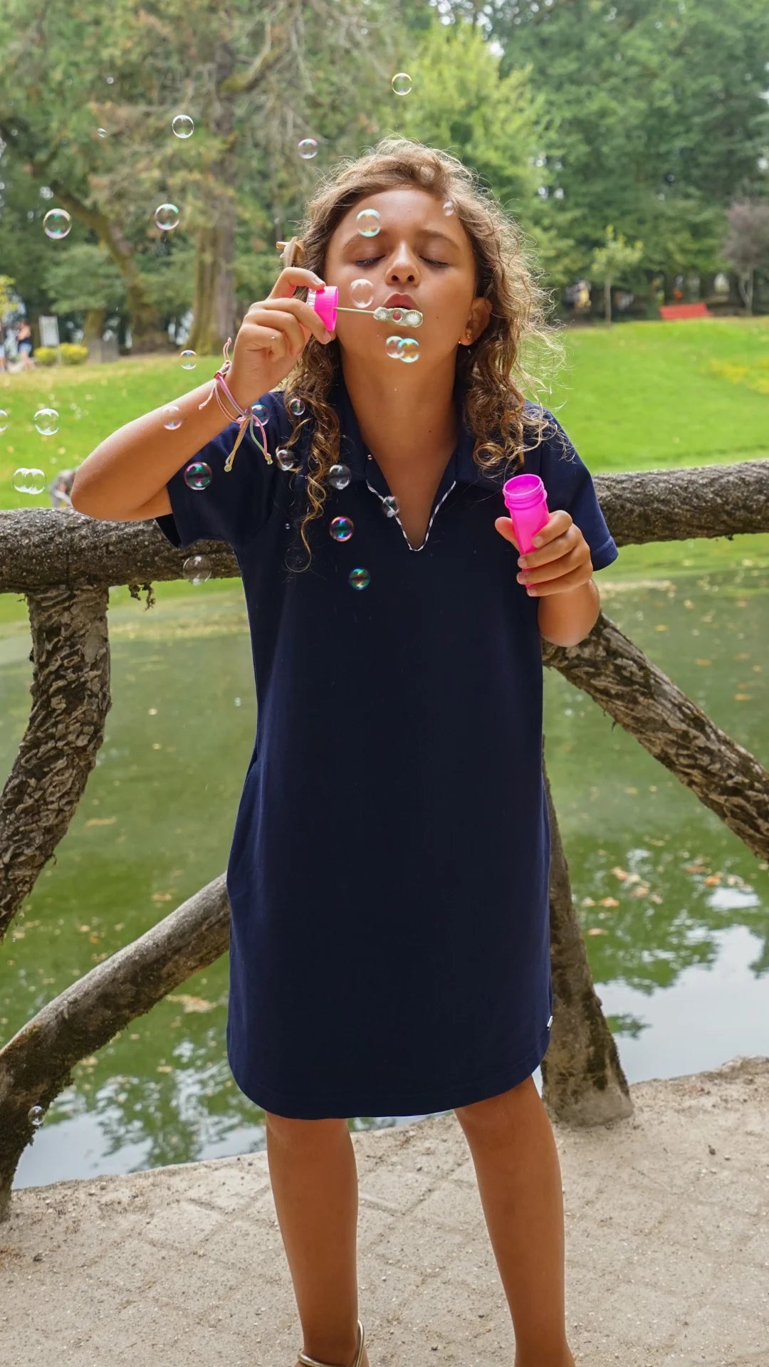 Vestido Siena Menina azul marinho