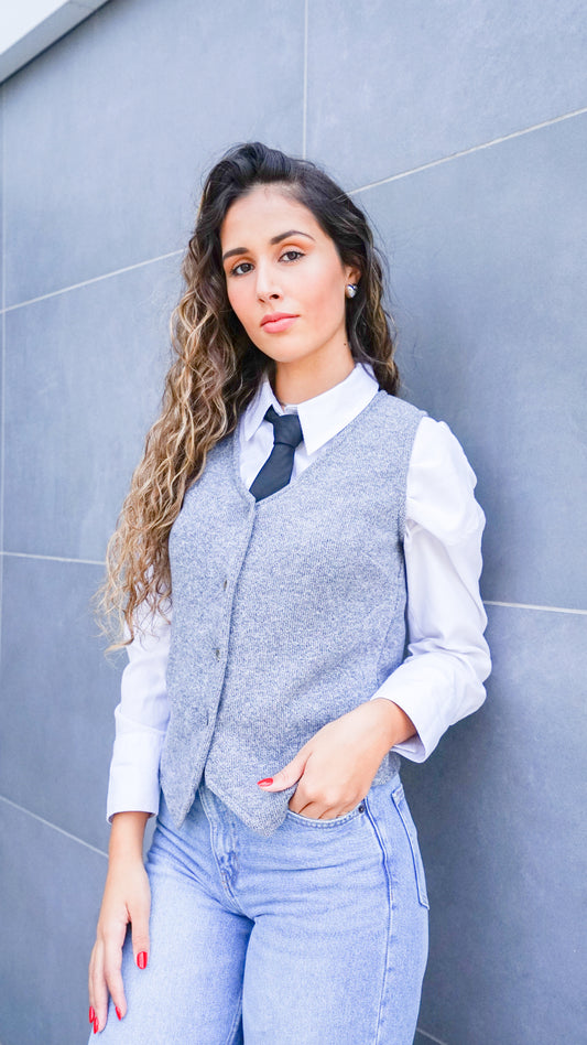 Colete de Malha Cinza