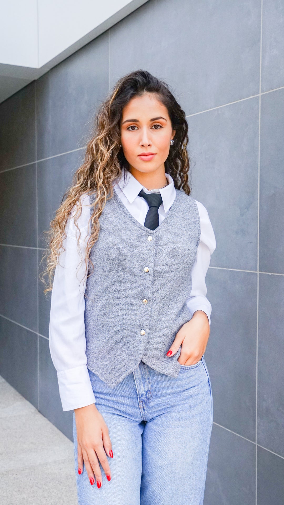 Colete de Malha Cinza